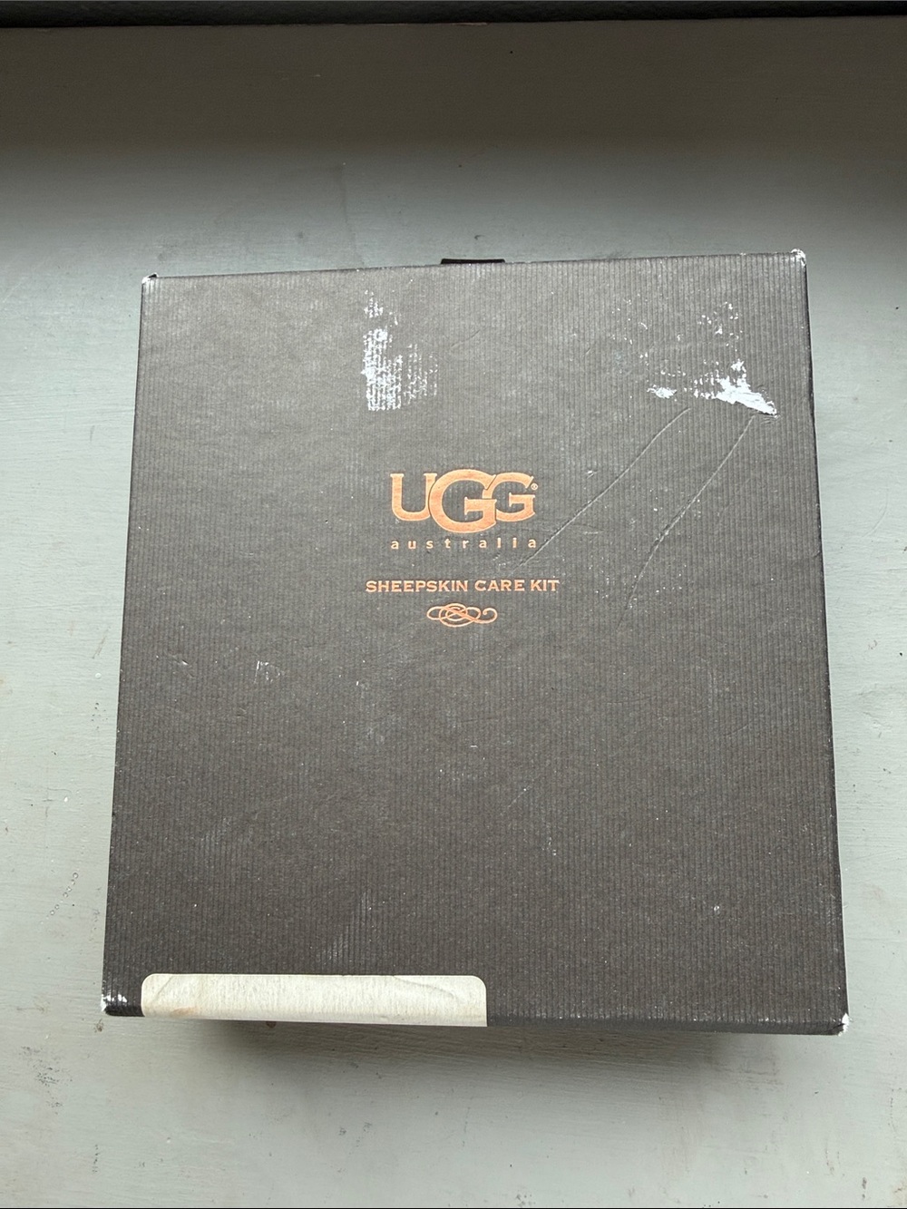 UGG Dark Brown Sheepskin Care Kit Box with Gold Logo
